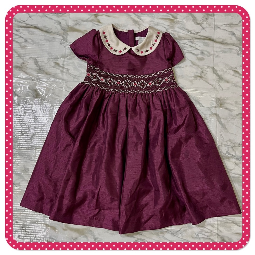 💝 CHARTER CLUB 💝 beet color dress with smock design on waist size GIRLS 5